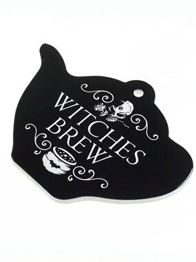 Alchemy Gothic ✦ Witches Brew Black Ceramic Teapot Trivet ✦ Heat‑Safe Coaster
